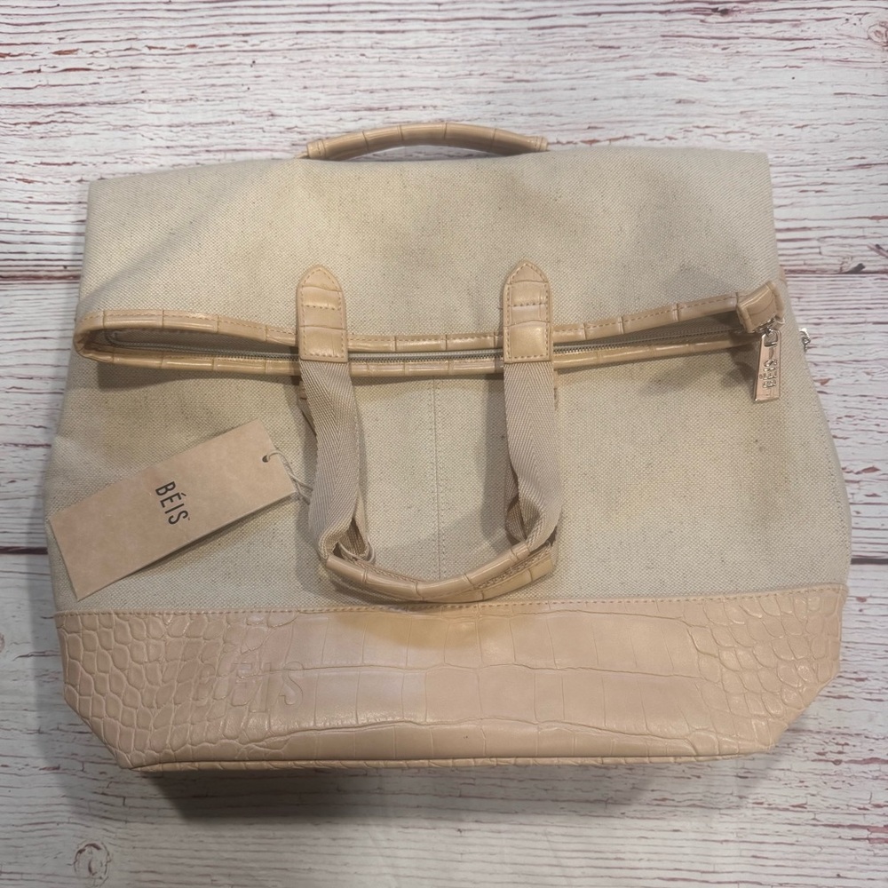 NWT Beis Convertible Backpack in Beige & Croc Trim - Picture 2 of 13
